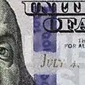 100 US-Dollar mit vergrößertem Motion-Bild (dreidimensionaler Kippeffekt)