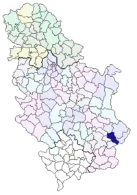 Lage der Gemeinde in Serbien