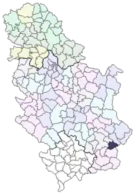 Lage der Gemeinde in Serbien