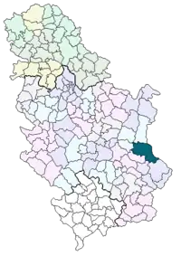 Lage der Gemeinde in Serbien