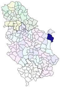 Lage der Gemeinde in Serbien