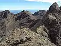 Blick vom Sgùrr Mhic Chòinnich nach Südosten, von links Sgùrr Dubh Mòr, Sgùrr Dubh an Da Bheinn, Sgùrr nan Eag und Sgùrr Alasdair