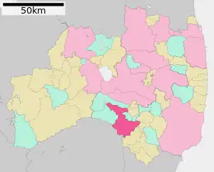 Lage Shirakawas in der Präfektur