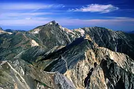 Shirouma-dake und Korenge im Herbst, Blick vom Shiroumayari