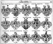 Vermehrtes Wappen vor 1560 in Siebmachers Wappenbuch, Band 2 (Anfang 18. Jahrhundert), Tafel 39, 4. Spalte, mittleres Wappen