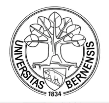Das Siegel der Universität Bern zeigt einen Baum, das Berner Wappen und den Schriftzug "Universitas Bernensis"