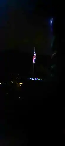 Siegfried Kaercher Illumination of Ebernburg Castle Bad Kreuznach Flag View