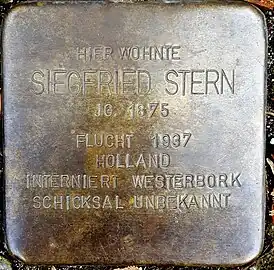 Stolperstein für Siegfried Stern, Neuhofstr. 33, Frankfurt-Nordend
