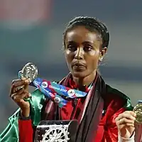 Alia Saeed Mohammed gab das Rennen auf