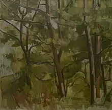 Simon Fuhrer, Im Park der Casa Rossa I; Oel auf Leinwand; 43,5 × 45 cm