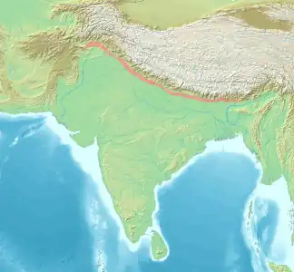 Siwalik-Berge in Nordindien (rot)