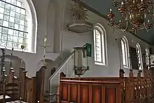 Kanzel mit Strahlenkranz in St. Johannis, HH-Neuengamme, 1803