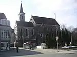 Blick auf den Klosterbau mit Kirche