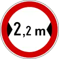 Fahrverbot für Fahrzeuge über angegebener Breite