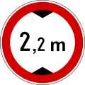 Fahrverbot für Fahrzeuge über angegebener Höhe