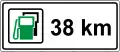Hinweis auf eine Tankstelle in 38 km