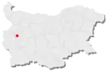 Karte von Bulgarien, Position von Sofia hervorgehoben
