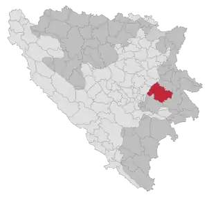 Lage der Gemeinde Sokolac in Bosnien und Herzegowina (anklickbare Karte)