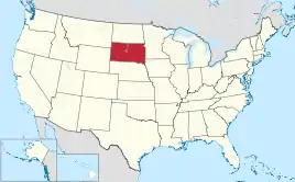 Karte der USA, South Dakota hervorgehoben