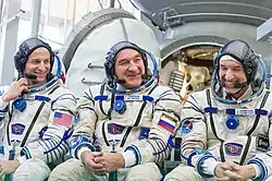 Andrew Morgan, Alexander Skworzow und Luca Parmitano