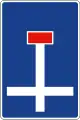 Vorankündigung einer Sackgasse im Anschluss an eine Kreuzung (Spanien)