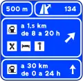 S-263aWegweiser an einer Autobahn zu einer Raststätte mit eigener Ausfahrt