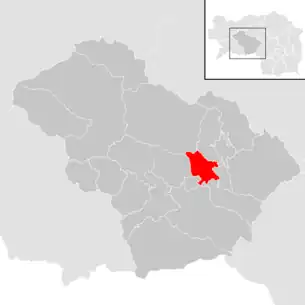 Lage der Gemeinde Spielberg (Steiermark) im Bezirk Murtal (anklickbare Karte)