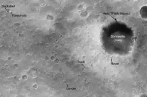 Krater Bonneville. Übersichtsfoto durch Mars Global Surveyor