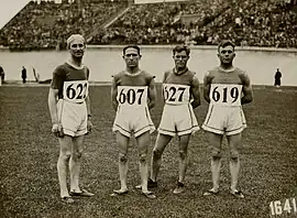 Die belgischen Starter (v. l. n. r.): Jean Marien (56.), Léon Broers (18.), Théophilus Steurs (37.) und Jean Linsen (42.)