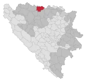 Lage der Gemeinde Srbac in Bosnien und Herzegowina (anklickbare Karte)