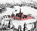 St. Alban vor der Trierer Stadtmauer (Stich von 1646, wohl nach einer Ansicht von 1548/50)