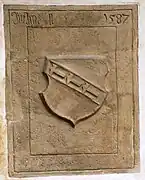 Wappenstein eines Bergmanns(Südwand außen, 1587)