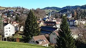 Blick auf St. Georgen in Richtung Osten (2016) mit dem Steinachtal im Hintergrund