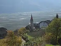 Blick auf den Ortskern von Rungg