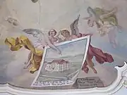 Deckenmalerei im Langhaus mit der Signatur: „Christianus Wink Pictor Aulicus Monachii 1783“