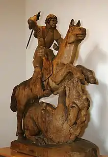 Holzskulptur St. Jürgen mit dem Drachen um 1510