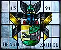 Detail: Wappen Henrich Zobel im Glasfenster der Martini-Kirche
