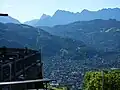 Aufstieg Kramer, Blick von der St. Martinshütte Richtung Garmisch-Partenkirchen