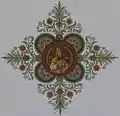 St. Venantius (Wertheim), Deckengemälde, Inschrift: Aaron, sanctificatus ministret mihi, Ex 28 (dt. Übersetzung: Damit er geheiligt sei und mir als Priester dient, Exodus 28, 3)