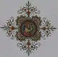 St. Venantius (Wertheim), Deckengemälde, Inschrift: David Rex, Sacrificabo hostiam laudis (dt. Übersetzung: Ich will Dir ein Dankopfer bringen, Psalm 116,17)