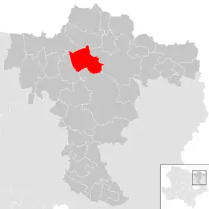 Lage der Gemeinde Staatz im Bezirk Mistelbach (anklickbare Karte)