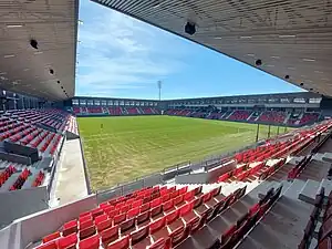 Blick in das Dubočica-Stadion (März 2023)