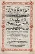 Anlehen der Stadt Kulmbach vom 1895