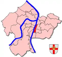 Lage des Stadtteils Koblenz-Pfaffendorf