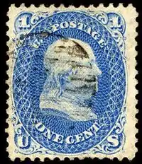 Ein Exemplar der Benjamin Franklin Briefmarken mit Z Grill (Benjamin Miller Collection der New York Public Library)