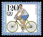 Opel-Rennrad von 1925(Briefmarke von 1985)