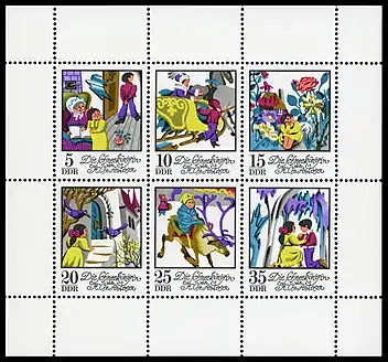 1,10 M-Kleinbogen der DDR-Post (1972) mit dem Märchen Die Schneekönigin