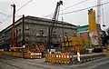 Das vereinfacht wiederaufgebaute Parkhotel, mit Baustelle U-Bahnerweiterung und Kö-Bogen (2011)