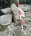 Felsblock nach dem Murgang am 17. Aug. 2016