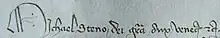 Intitulatio des Dogen Michael Steno 1402: Michael Steno Dei gratia dux Venec(iarum) etc.